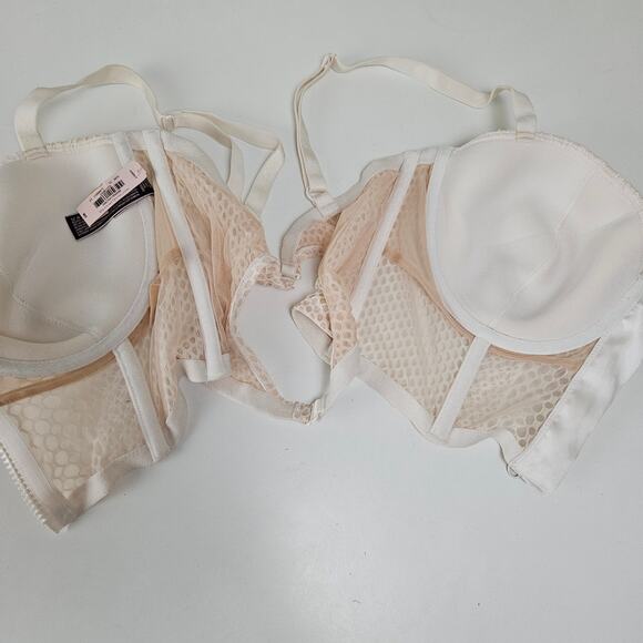 NEW Victoria's Secret Very Sexy Lined Demi Mesh Longline Bra 36DD White NWT Flaw - Picture 7 of 9